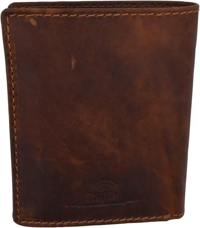 Main image of Cazoro RFID Bifold Trifold Hybrid Mens Distress Vintage Leather Wallet