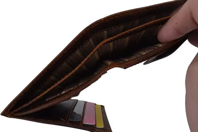 Alt view image 4 of 6 - Cazoro RFID Bifold Trifold Hybrid Mens Distress Vintage Leather Wallet