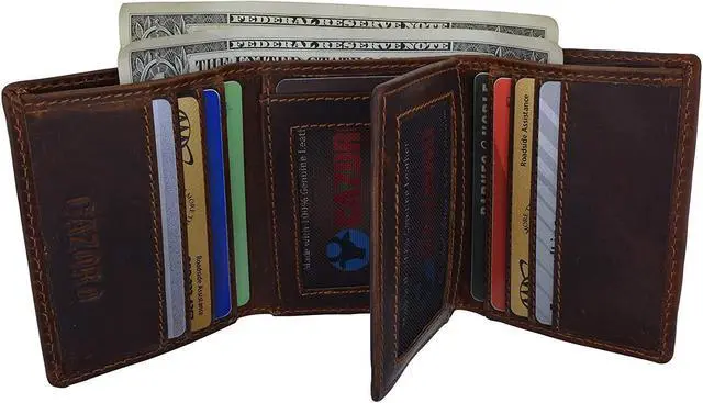 Alt view image 2 of 7 - Cazoro RFID Blocking Mens Vintage Leather Classic Trifold Credit Card ID Holder Wallet
