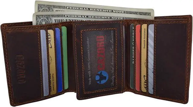 Alt view image 3 of 7 - Cazoro RFID Blocking Mens Vintage Leather Classic Trifold Credit Card ID Holder Wallet