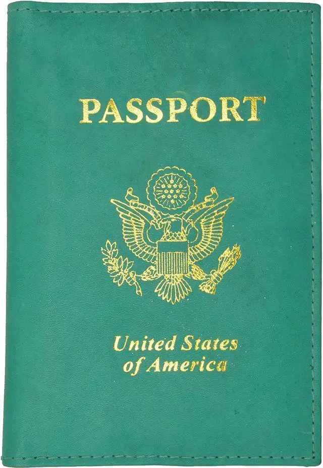 Alt view image 2 of 7 - 2 Passport Cover Holders Genuine Leather ID Wallet Case Travel Lime and Teal
