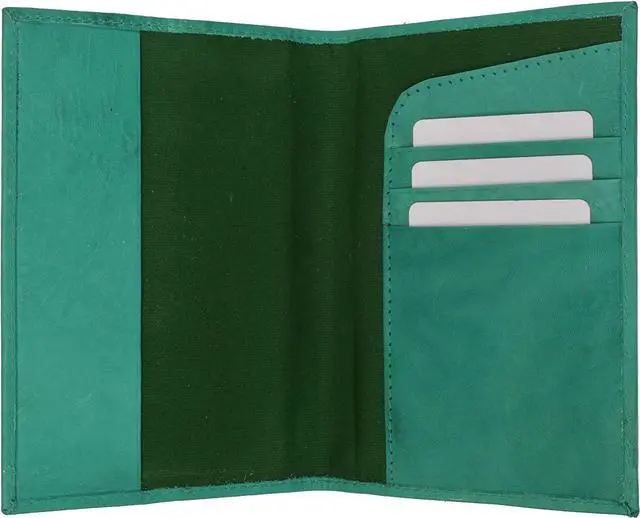 Alt view image 3 of 7 - 2 Passport Cover Holders Genuine Leather ID Wallet Case Travel Lime and Teal