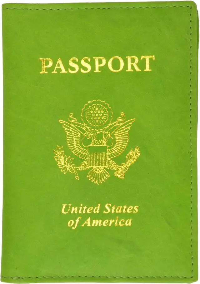 Alt view image 5 of 7 - 2 Passport Cover Holders Genuine Leather ID Wallet Case Travel Lime and Teal