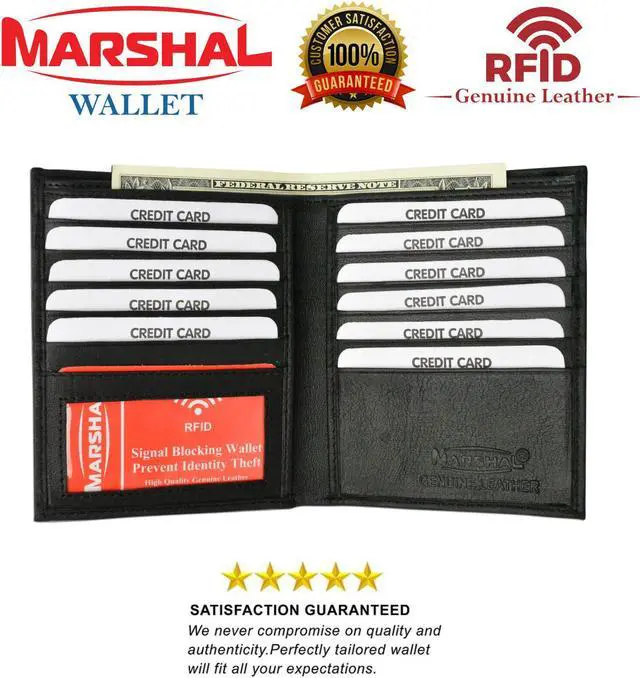 Main image of Men's Genuine Leather Bifold Wallet Slim Hipster  Cowhide Credit Card New RFID