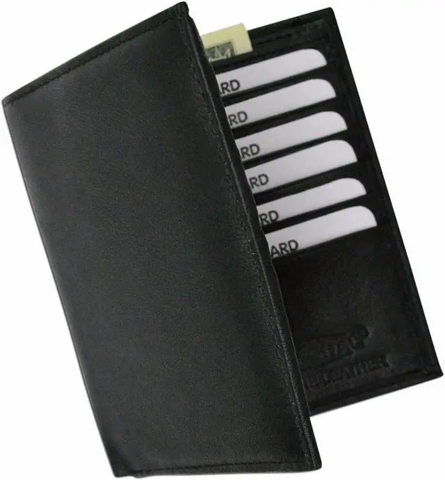 Alt view image 4 of 7 - Men's Genuine Leather Bifold Wallet Slim Hipster  Cowhide Credit Card New RFID