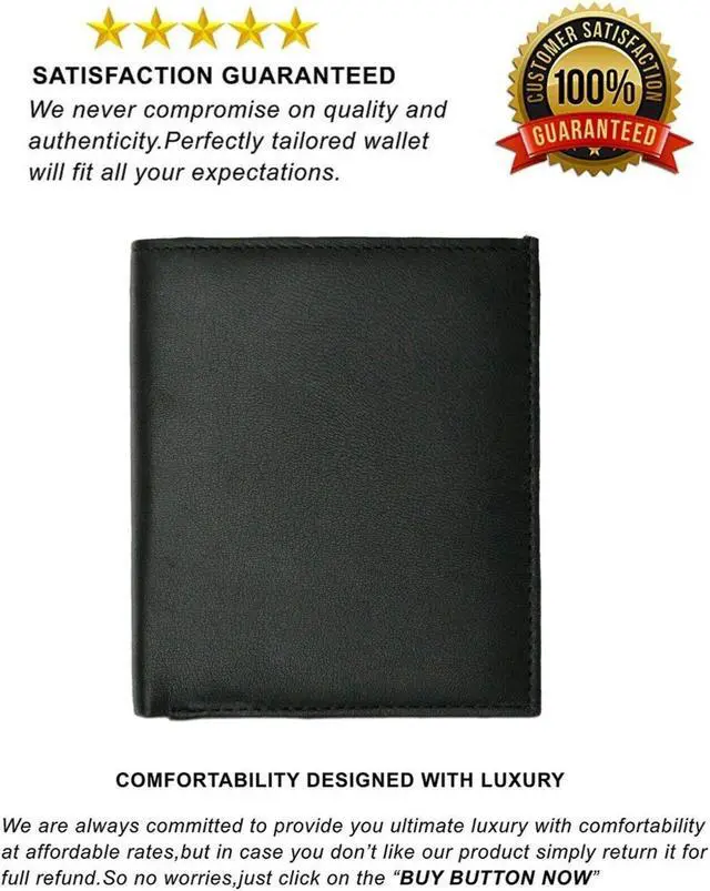 Alt view image 3 of 7 - Men's Genuine Leather Bifold Wallet Slim Hipster  Cowhide Credit Card New RFID