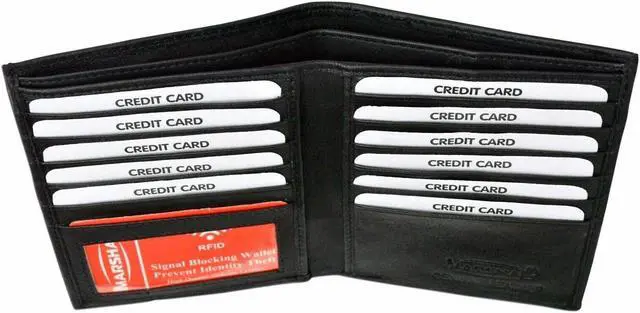 Alt view image 5 of 7 - Men's Genuine Leather Bifold Wallet Slim Hipster  Cowhide Credit Card New RFID