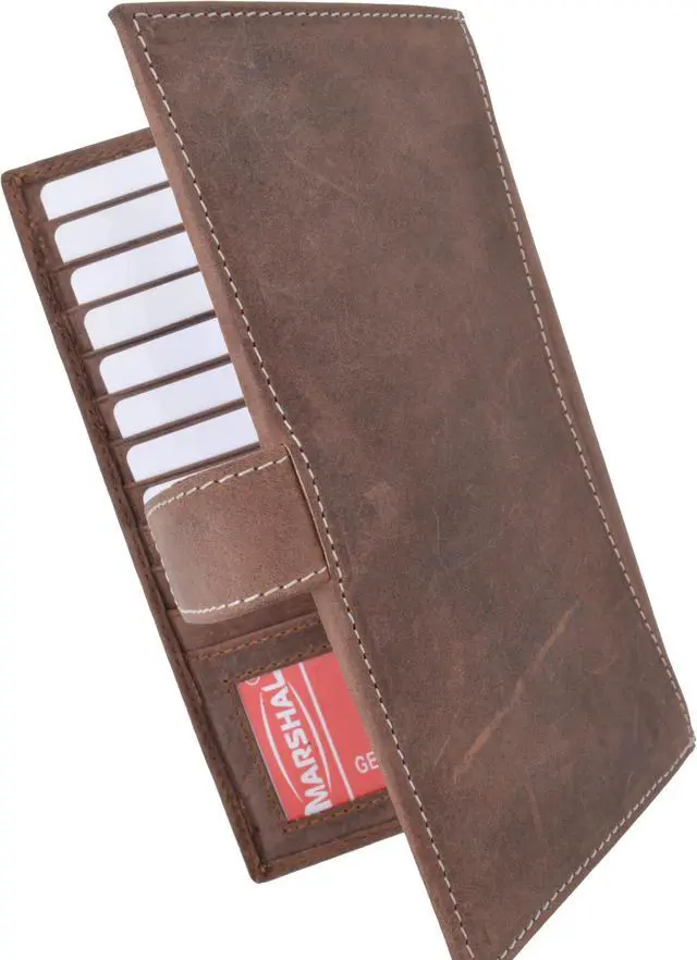 Alt view image 4 of 7 - Men's RFID Blocking Soft Vintage Genuine Leather Bifold Credit Card Holder with Button Closure RFID1629HTC