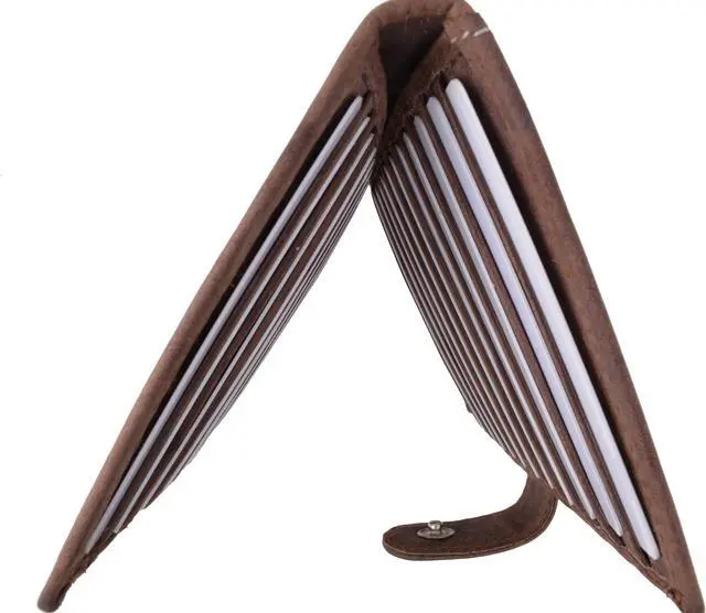 Alt view image 2 of 7 - Men's RFID Blocking Soft Vintage Genuine Leather Bifold Credit Card Holder with Button Closure RFID1629HTC