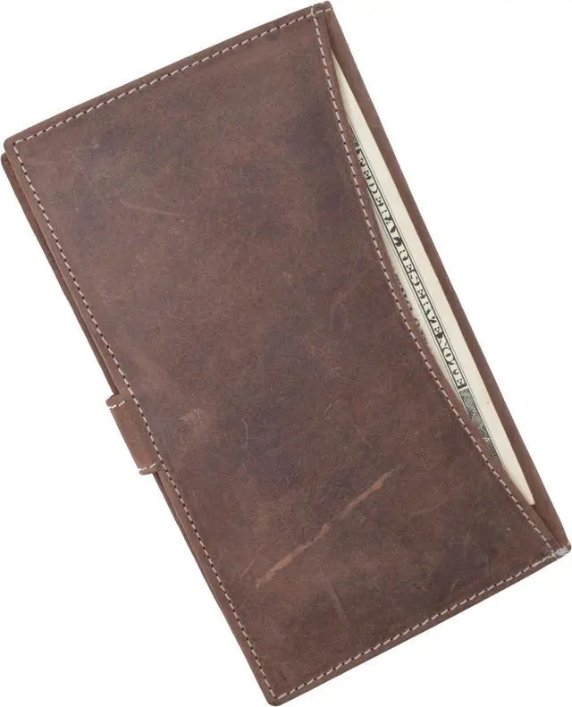Alt view image 7 of 7 - Men's RFID Blocking Soft Vintage Genuine Leather Bifold Credit Card Holder with Button Closure RFID1629HTC