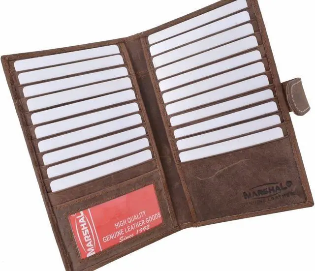 Alt view image 2 of 6 - Men's RFID Blocking Soft Vintage Leather Bifold Credit Card Holder with Closure