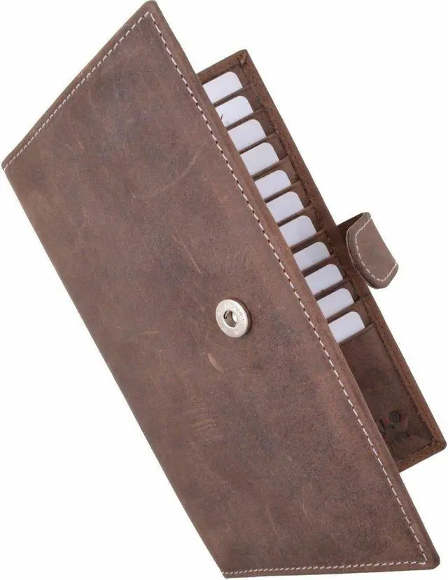 Alt view image 4 of 6 - Men's RFID Blocking Soft Vintage Leather Bifold Credit Card Holder with Closure
