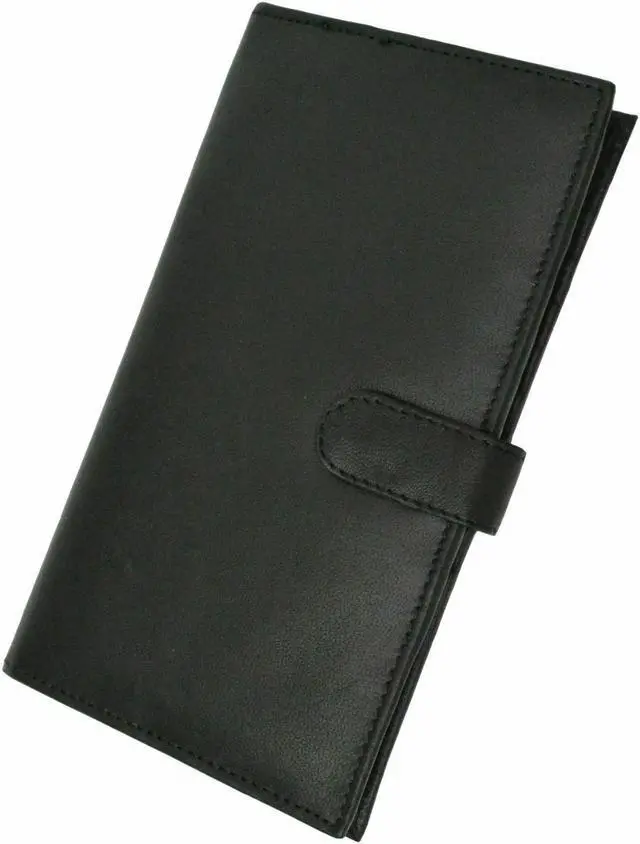 Alt view image 4 of 7 - Black RFID Blocking Leather Bifold Credit Card ID Holder with Button Closure