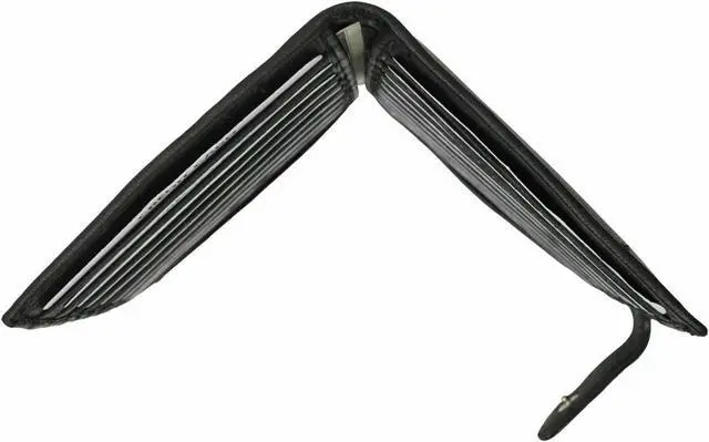 Alt view image 5 of 7 - Black RFID Blocking Leather Bifold Credit Card ID Holder with Button Closure