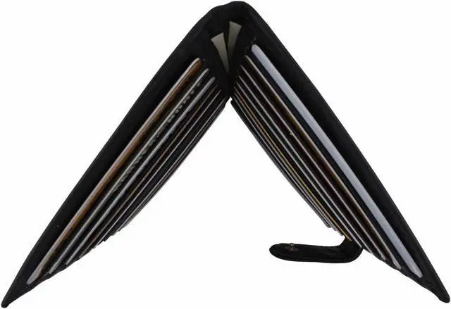 Alt view image 5 of 7 - Long Black Genuine Leather Bifold ID Credit Card Money Holder Wallet Organizer.