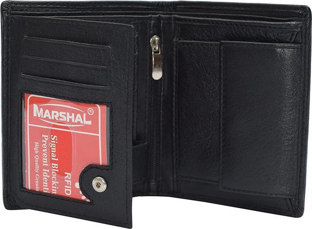 Marshal RFID Blocking Black Bifold Leather Wallet