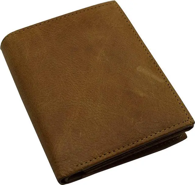 Alt view image 2 of 7 - Marshal Men's Genuine Leather Hipster Style Bifold Trifold RFID Blocking Wallet with ID Window (Tan)