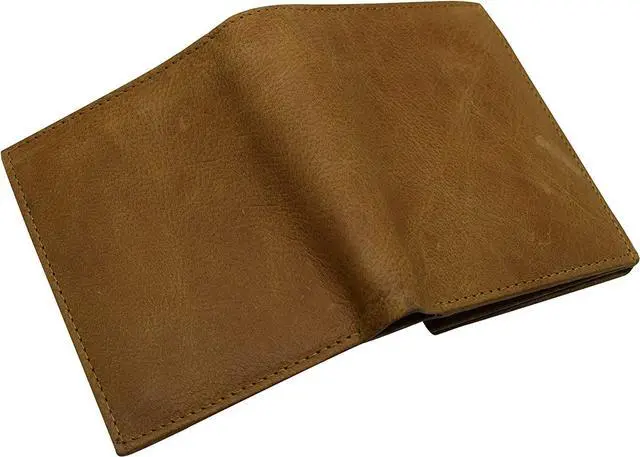 Alt view image 5 of 7 - Marshal Men's Genuine Leather Hipster Style Bifold Trifold RFID Blocking Wallet with ID Window (Tan)