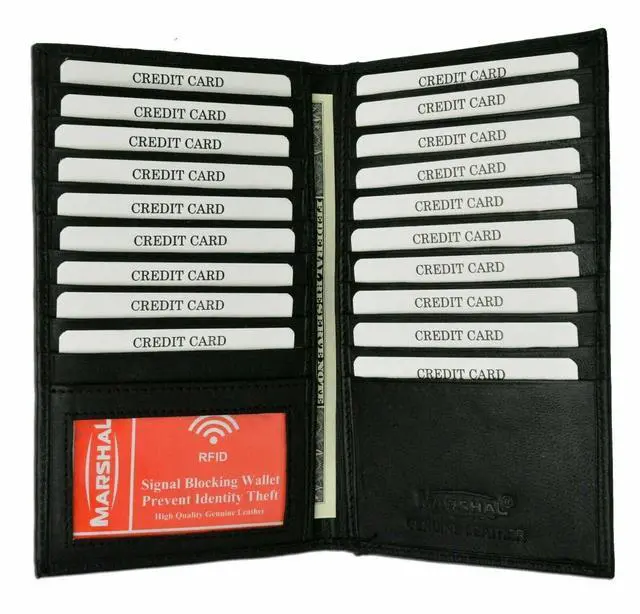 Main image of Black RFID Blocking Wallet Leather Bifold 19+ Credit Card ID Checkbook Holders