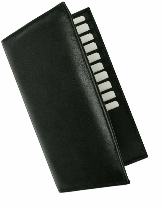 Alt view image 4 of 7 - Black RFID Blocking Wallet Leather Bifold 19+ Credit Card ID Checkbook Holders