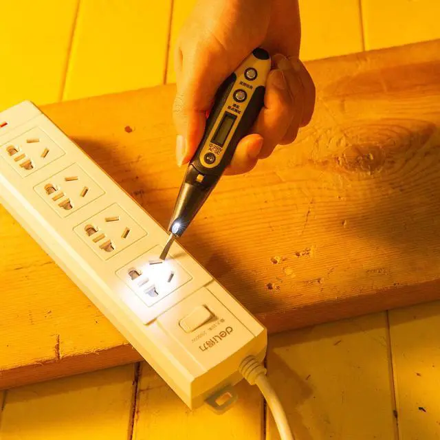 Alt view image 5 of 7 - Deli Tester Pen Voltage Non-Contact Detector Pen 12-250v LED Large Blue Screen Display Auxiliary Lighting