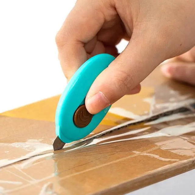 Alt view image 2 of 7 - Deli 3 Pcs Mini Retractable Utility Knife Box Cutter Letter Opener Portable, Suitable for Cutting Envelopes(Pink,Blue,Green)