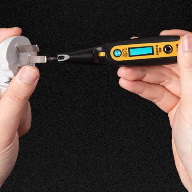 Alt view image 6 of 7 - Deli Tester Pen Voltage Non-Contact Detector Pen 12-250v LED Large Blue Screen Display Auxiliary Lighting