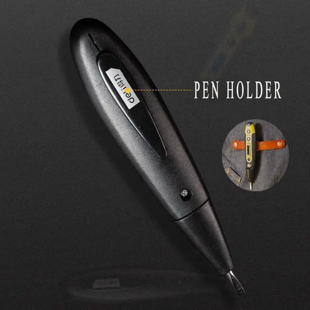 Alt view image 7 of 7 - Deli Tester Pen Voltage Non-Contact Detector Pen 12-250v LED Large Blue Screen Display Auxiliary Lighting
