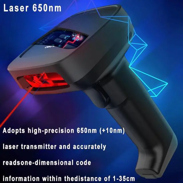 Alt view image 3 of 7 - Deli Barcode Scanner 1D Laser Bar Code Reader USB Handheld Support Automatic Screen Scanning