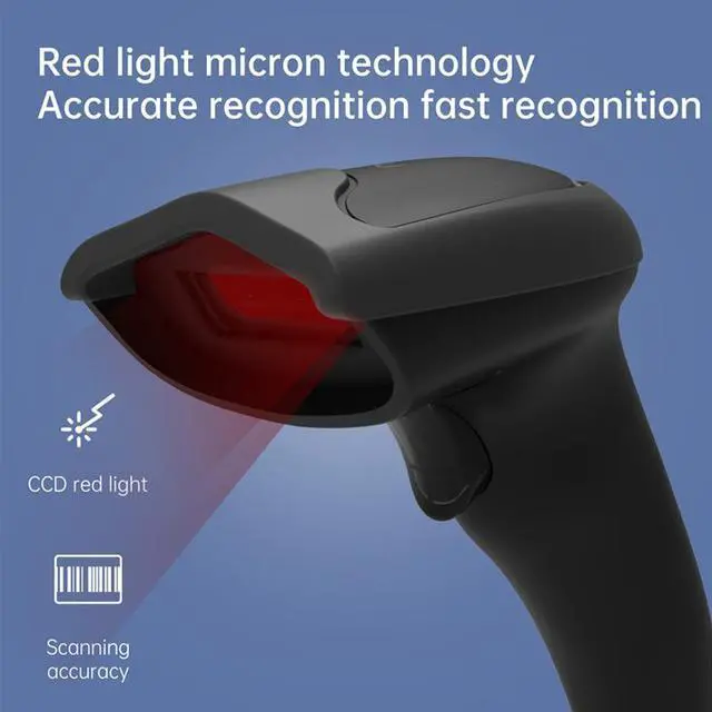 Alt view image 4 of 7 - USB CCD Barcode Scanner Wired Handheld Bar Code Scanner Reader Black