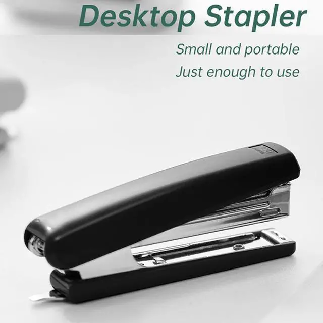 Alt view image 4 of 7 - Deli Desktop Stapler 15 Sheet Capacity Office Stapler Light Duty Stapler Durable Metal Stapler for Desk Black