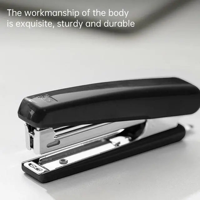 Alt view image 7 of 7 - Deli Desktop Stapler 15 Sheet Capacity Office Stapler Light Duty Stapler Durable Metal Stapler for Desk Black