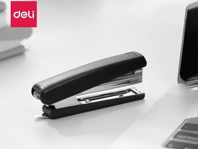 Main image of Deli Desktop Stapler 15 Sheet Capacity Office Stapler Light Duty Stapler Durable Metal Stapler for Desk Black