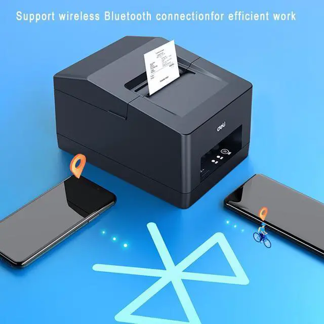 Alt view image 4 of 7 - Deli Thermal Receipt Printer 48mm Max-Width Small USB Direct Printer with High-Speed Printing and and Support Bluetooth,Black
