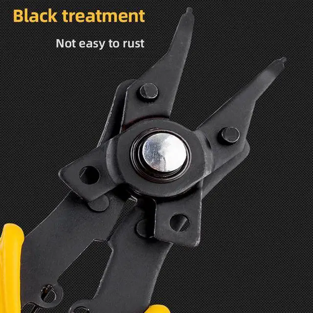 Alt view image 6 of 7 - Deli Snap Ring Pliers Set  5 Pc Interchangeable Jaw Head C Clip Pliers Set Straight, 45 degree & 90 Degree