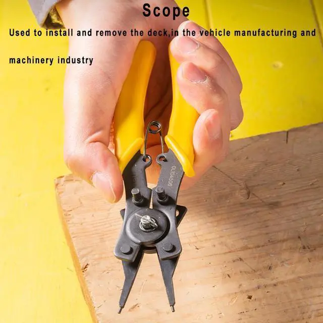 Alt view image 7 of 7 - Deli Snap Ring Pliers Set  5 Pc Interchangeable Jaw Head C Clip Pliers Set Straight, 45 degree & 90 Degree