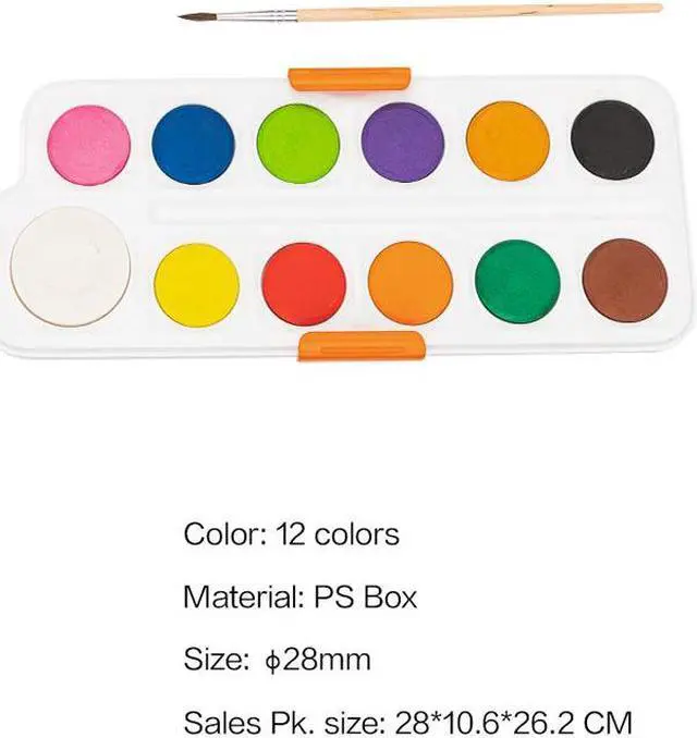 Alt view image 2 of 7 - Deli 12 Colors Watercolor Paint Watercolor Paint Set with Paint Brushes Non-toxic Water Color Paints Sets for Kids, Adults, Beginners and Artists