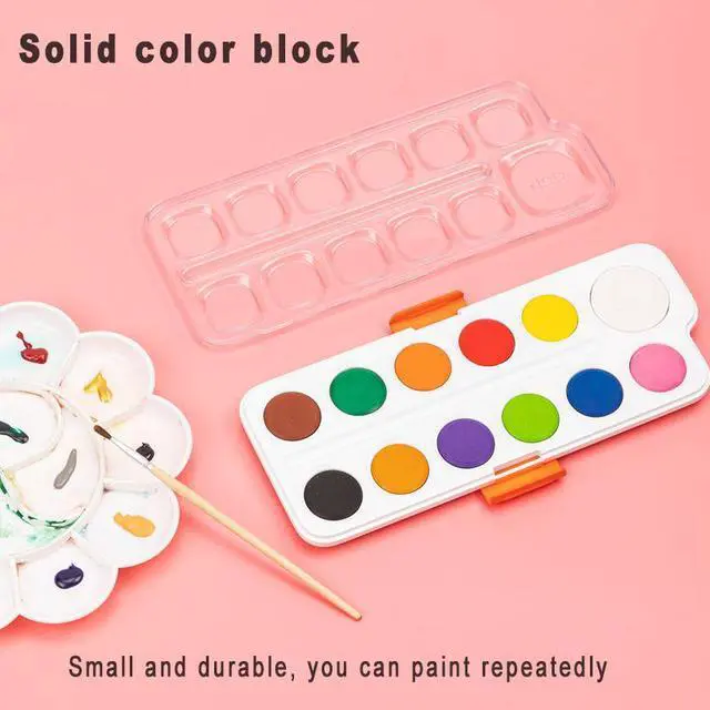 Alt view image 5 of 7 - Deli 12 Colors Watercolor Paint Watercolor Paint Set with Paint Brushes Non-toxic Water Color Paints Sets for Kids, Adults, Beginners and Artists