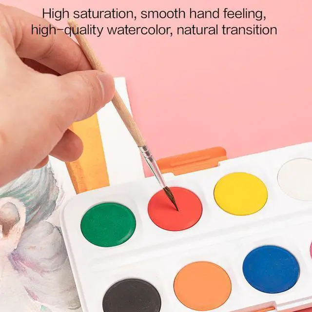 Alt view image 3 of 7 - Deli 12 Colors Watercolor Paint Watercolor Paint Set with Paint Brushes Non-toxic Water Color Paints Sets for Kids, Adults, Beginners and Artists