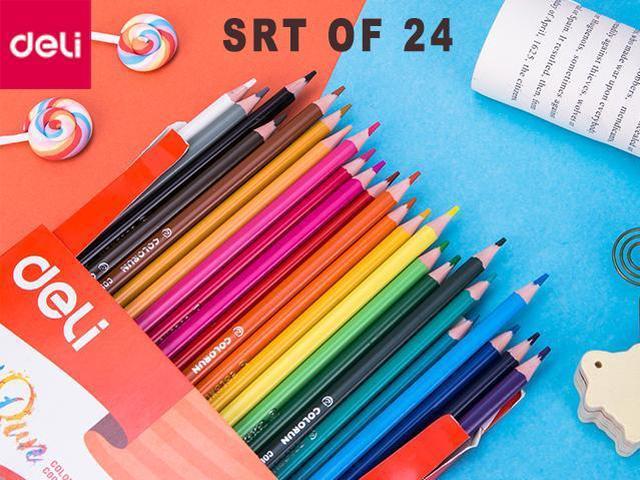 24 Bright Colored Pencils Vibrant Pre-Sharpened Drawing School Kids Coloring Art