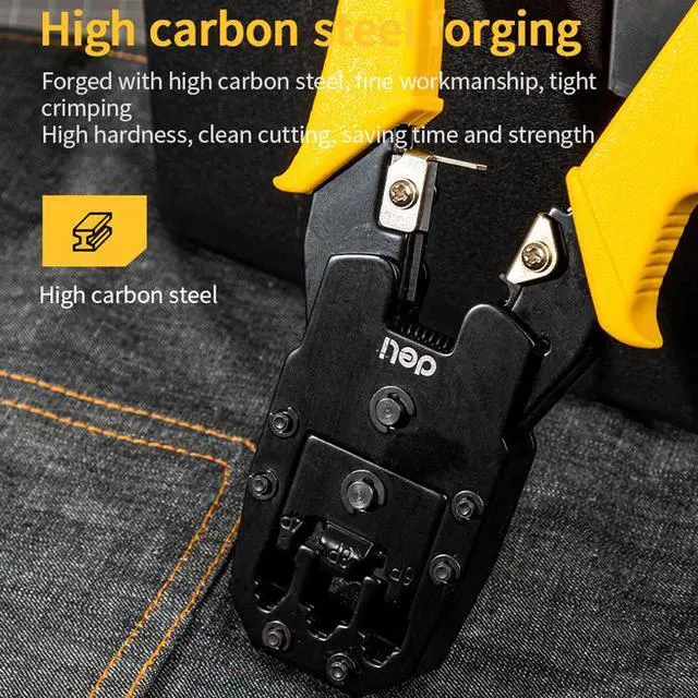 Alt view image 3 of 7 - Deli Terminal Crimper Data Cable Crimper Wire Stripper Wire Cutter Network Cable Telephone Cable