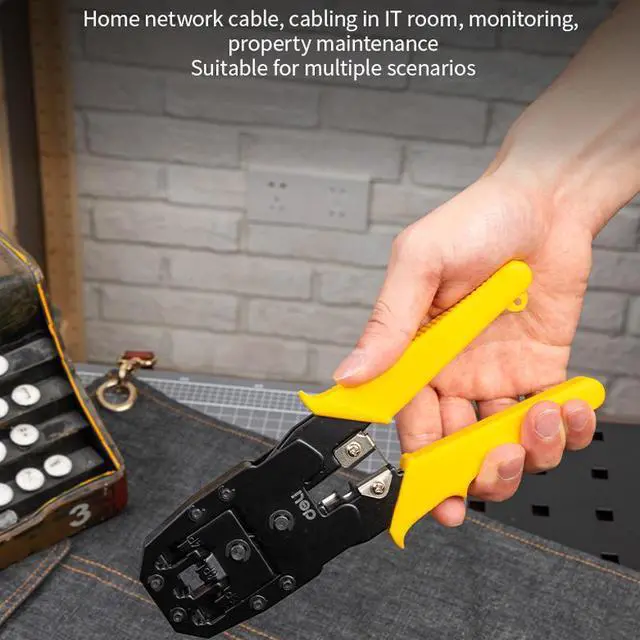 Alt view image 7 of 7 - Deli Terminal Crimper Data Cable Crimper Wire Stripper Wire Cutter Network Cable Telephone Cable