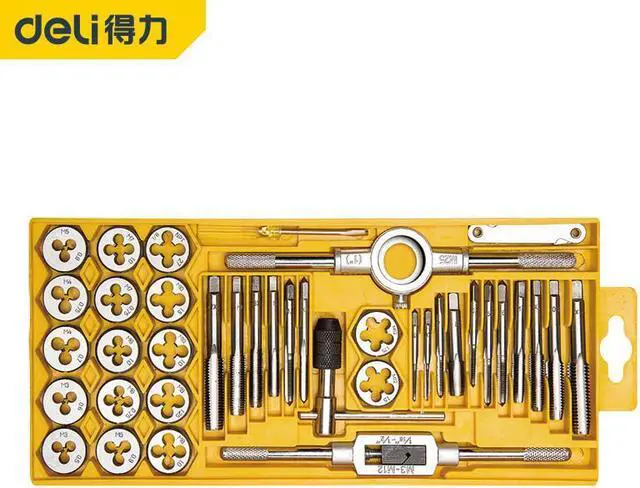 Main image of 39-Piece Screw Tap and Die Sets SAE Unified Screw Thread Essential Threading Tool Kit with Complete Handles and Accessories