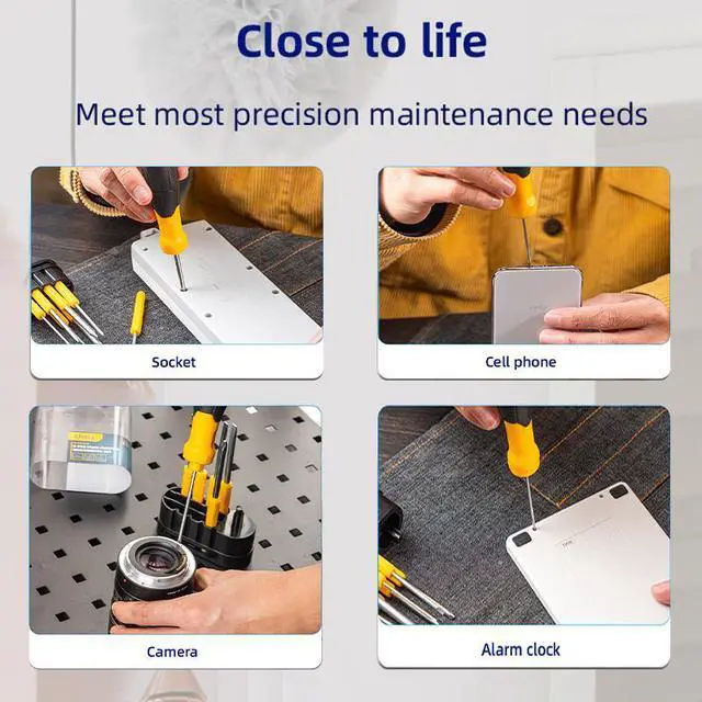 Alt view image 4 of 7 - Deli Hand Screwdriver Set 8 in 1 Phillips Slotted Professional Cushion Grip Magnetic Home Improvement Tool
