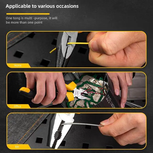 Alt view image 2 of 7 - Deli Pliers Set 3-Pi Combination Plier Long Nose Plier Diagonal Cutting Plier Ergonomic Non Slip Soft CR-V Tool, Home Improvement