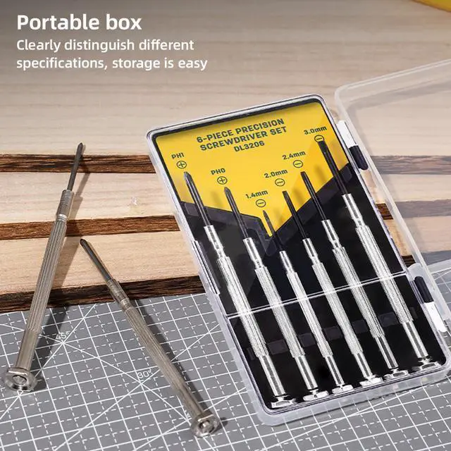 Alt view image 6 of 7 - 6PCS Mini Screwdriver Set with Case,Precision Screwdriver Eyeglass Precision Repair Tool Kit