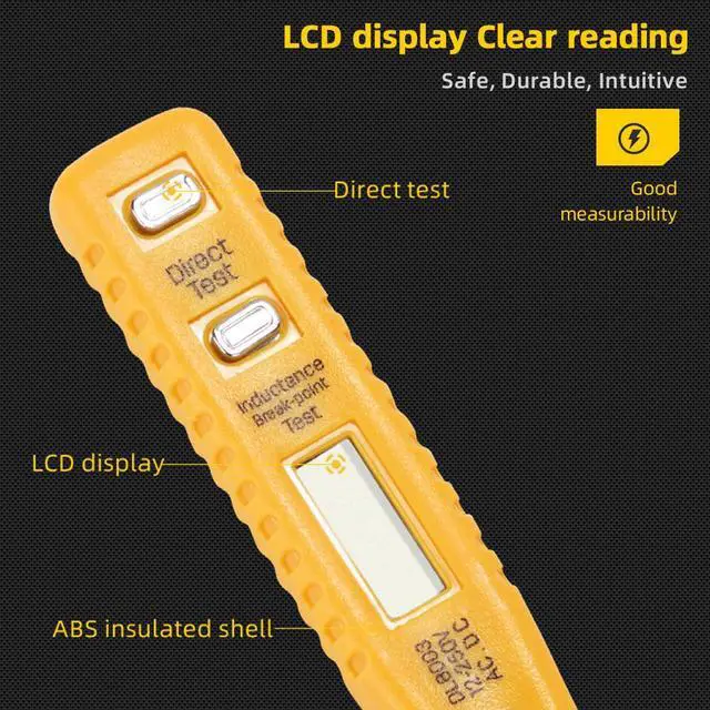 Alt view image 5 of 7 - Deli Voltage Tester/12V-250V AC/DC Measurement Tools LCD Display Electrical Tester Pocket Clip Non-Contact and Contact Voltage Pen