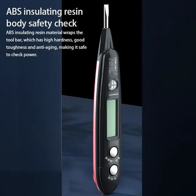 Alt view image 4 of 7 - Deli Voltage Tester Electrical Tester 12-250V AC/DC LED Display,Flashlight,Pocket Clip,Wire Breakpoint Finder