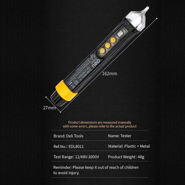 Alt view image 2 of 7 - Deli Neoteck Non-Contact AC Voltage Tester Pen 12V-1000V/48V-1000V LED Flashlight,Buzzer Alarm,AC Voltage Detector Pen