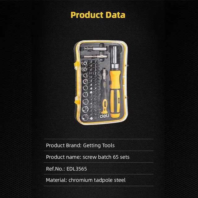 Alt view image 2 of 7 - Deli 65-in-1 Precision Screwdriver Set Small Precision Magnetic Tiny Screwdriver Bit Kit mini built-in box